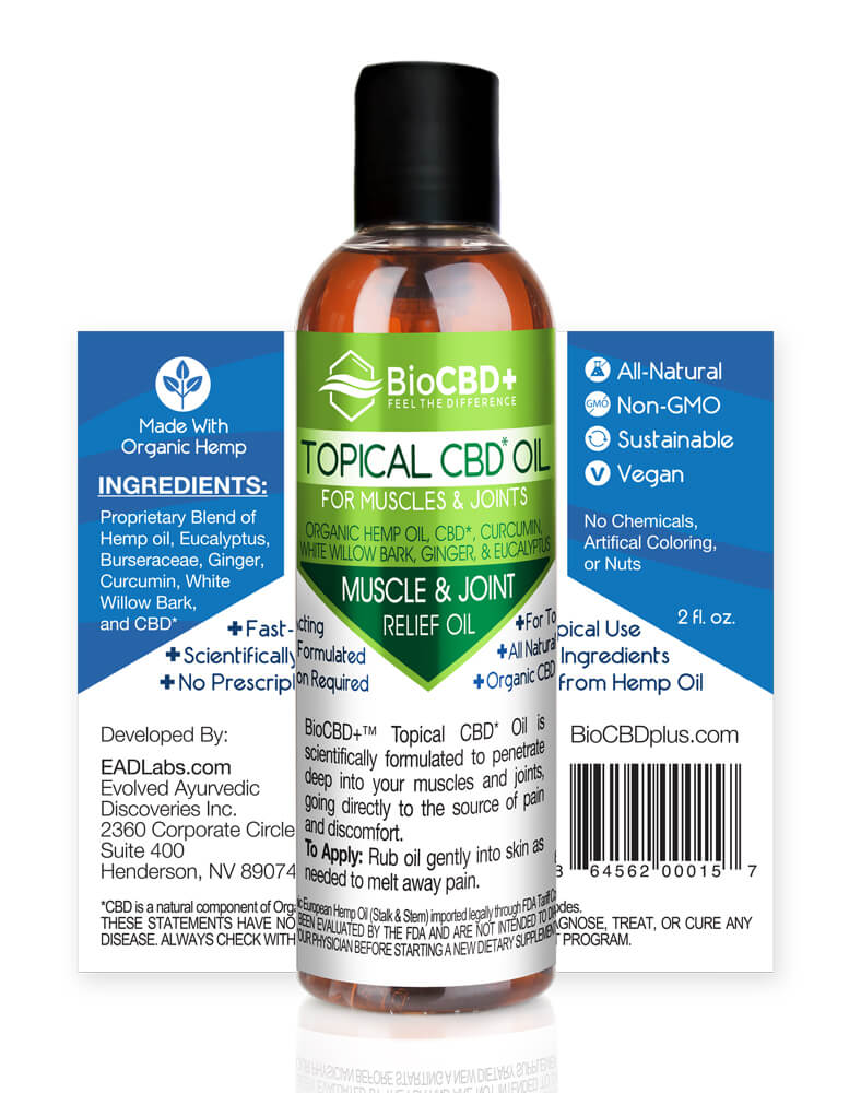 bioavailable CBD, water soluble, BioCBD, topical oil, muscle & joint, self massage