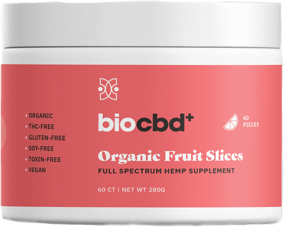 A package of biocbd organic fruit slices